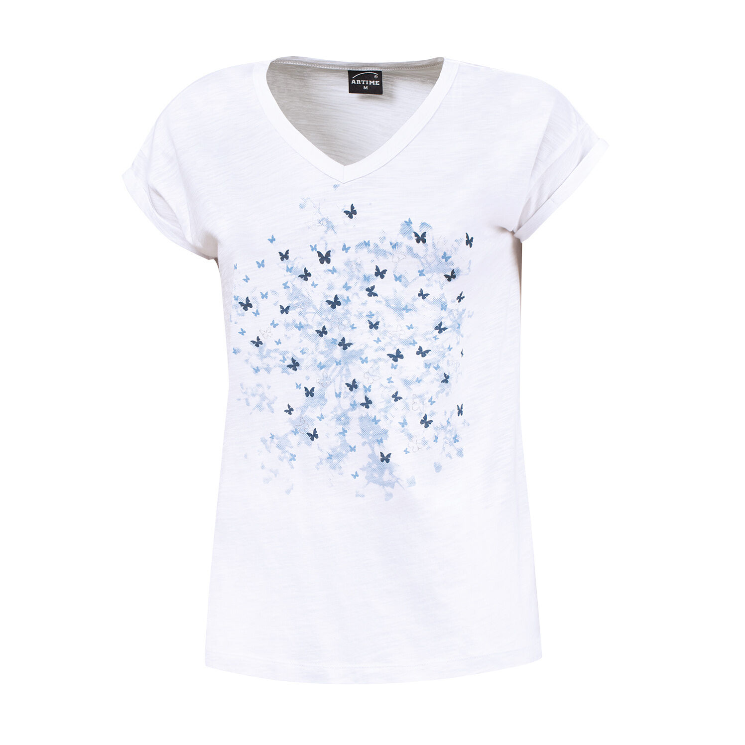 V-Neck T-Shirt mit Sommerprints