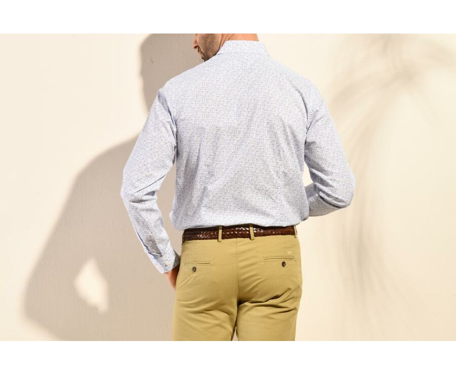 Chemise coton imprimée blanche tâchetée bleu - SIDOINE