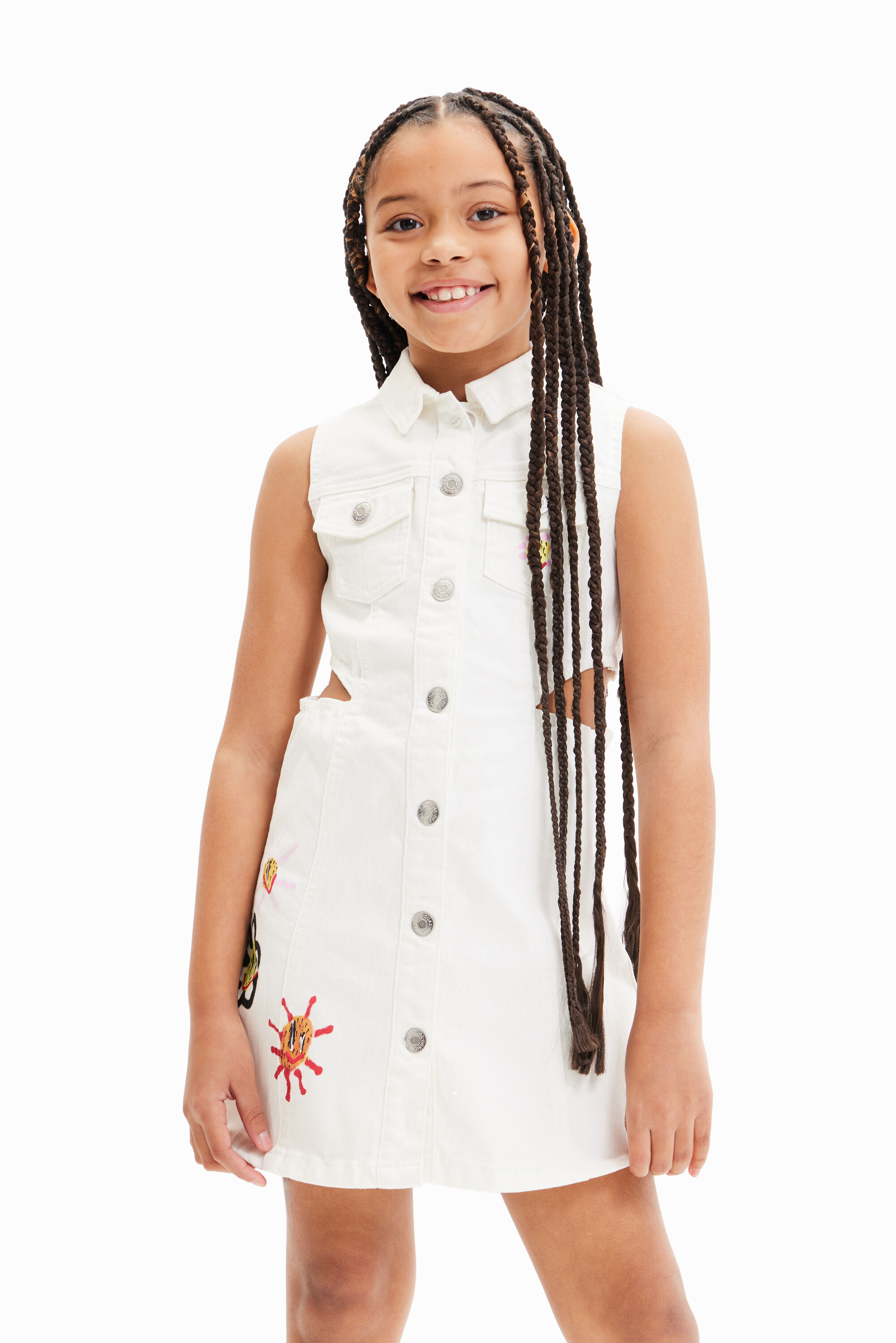 Robe en jean découpes