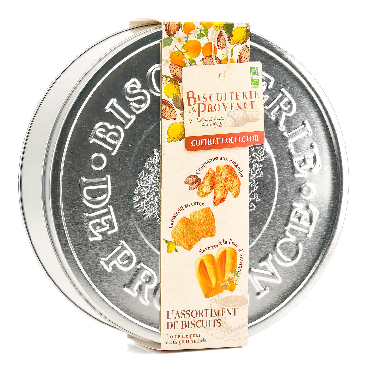 Coffret biscuits bio - Craquantes amandes, canistrelli citron, navettes fleur d'oranger