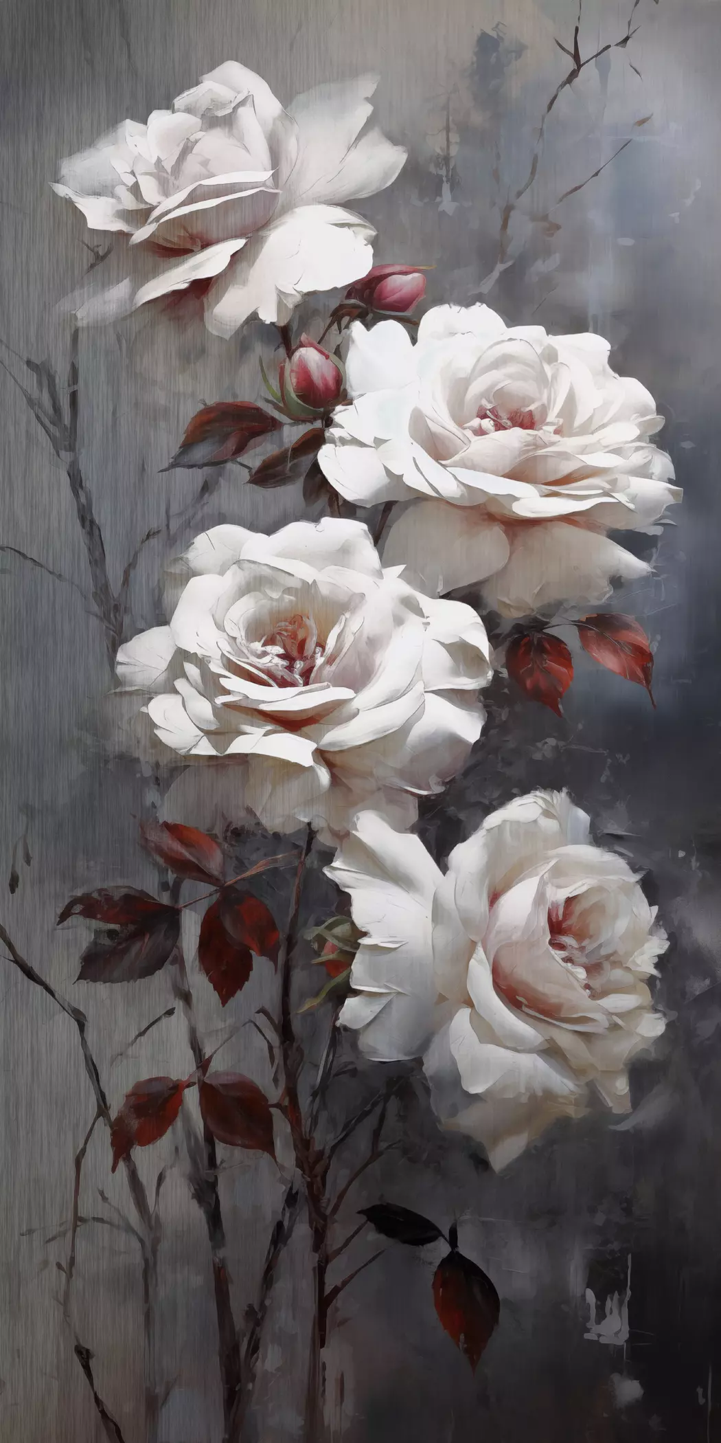 Wandbild 30 x 60 cm Roses On Silver III