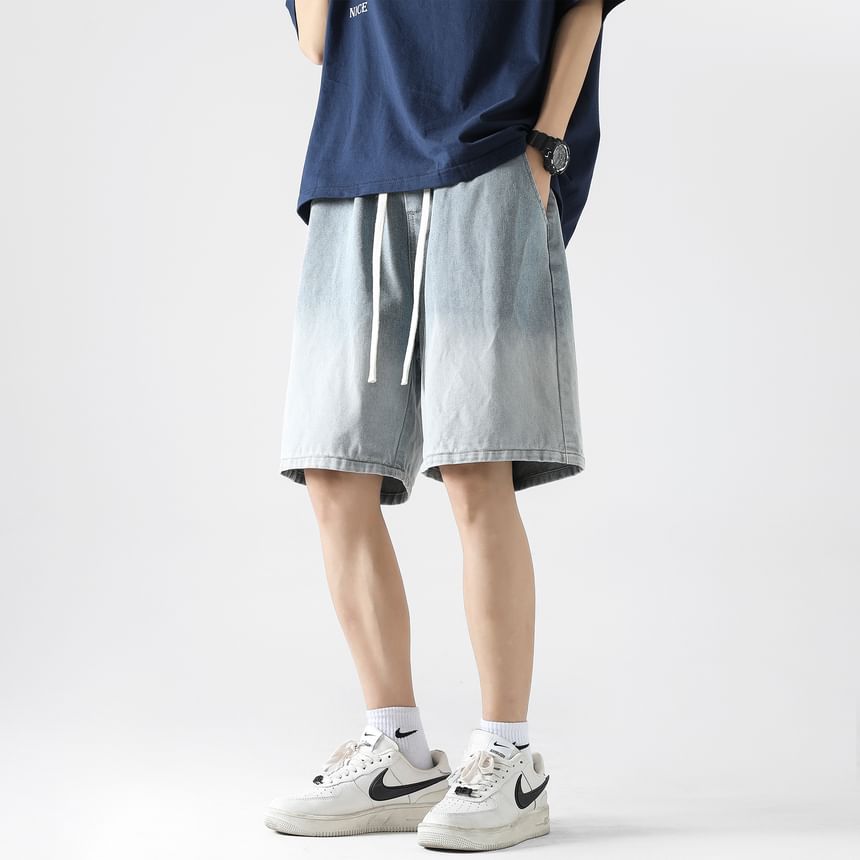 emeisa - Denim short met halfhoge taille en gradiënt