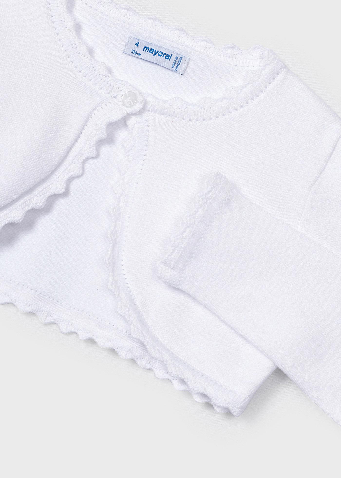Cardigã estilo bolero em malha de algodão sustentável para meninas