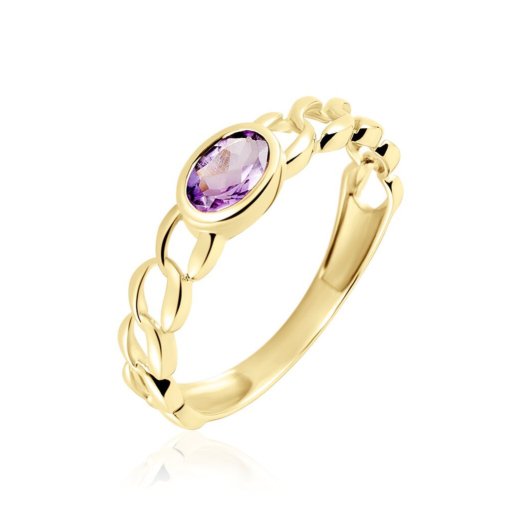 Bague Chain Or Jaune Améthyste