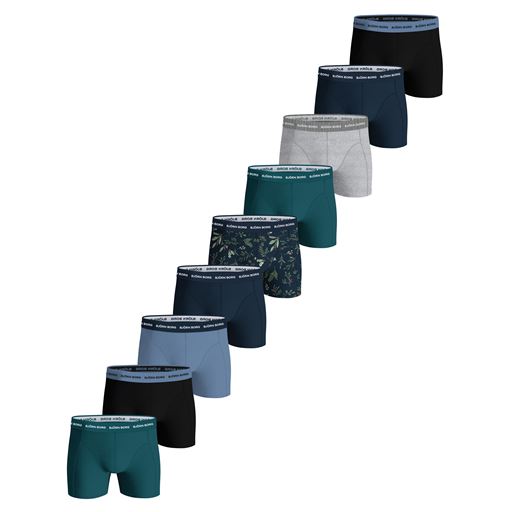 Björn Borg Cotton Stretch 9-pak Boxershorts, Sort/Melange/Blå/Grøn/Print, S