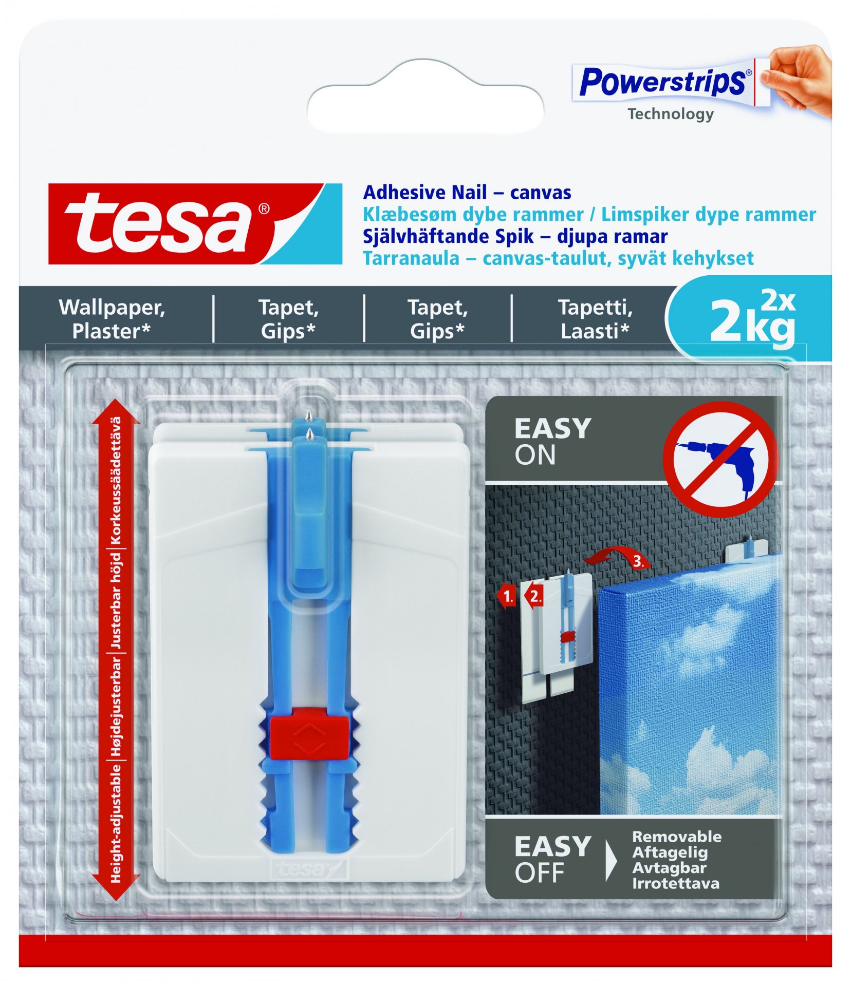 Tesa Klebenagel Leinwand verstellbar
