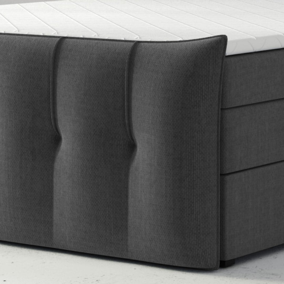 M-Punkt GmbH Boxspringbett PORTO mit Bettkasten 180 x 200 cm Webstoff Anthrazit - versch. Ausführungen