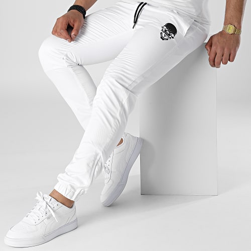 Pantalon Jogging Diamant Skull Blanc Noir