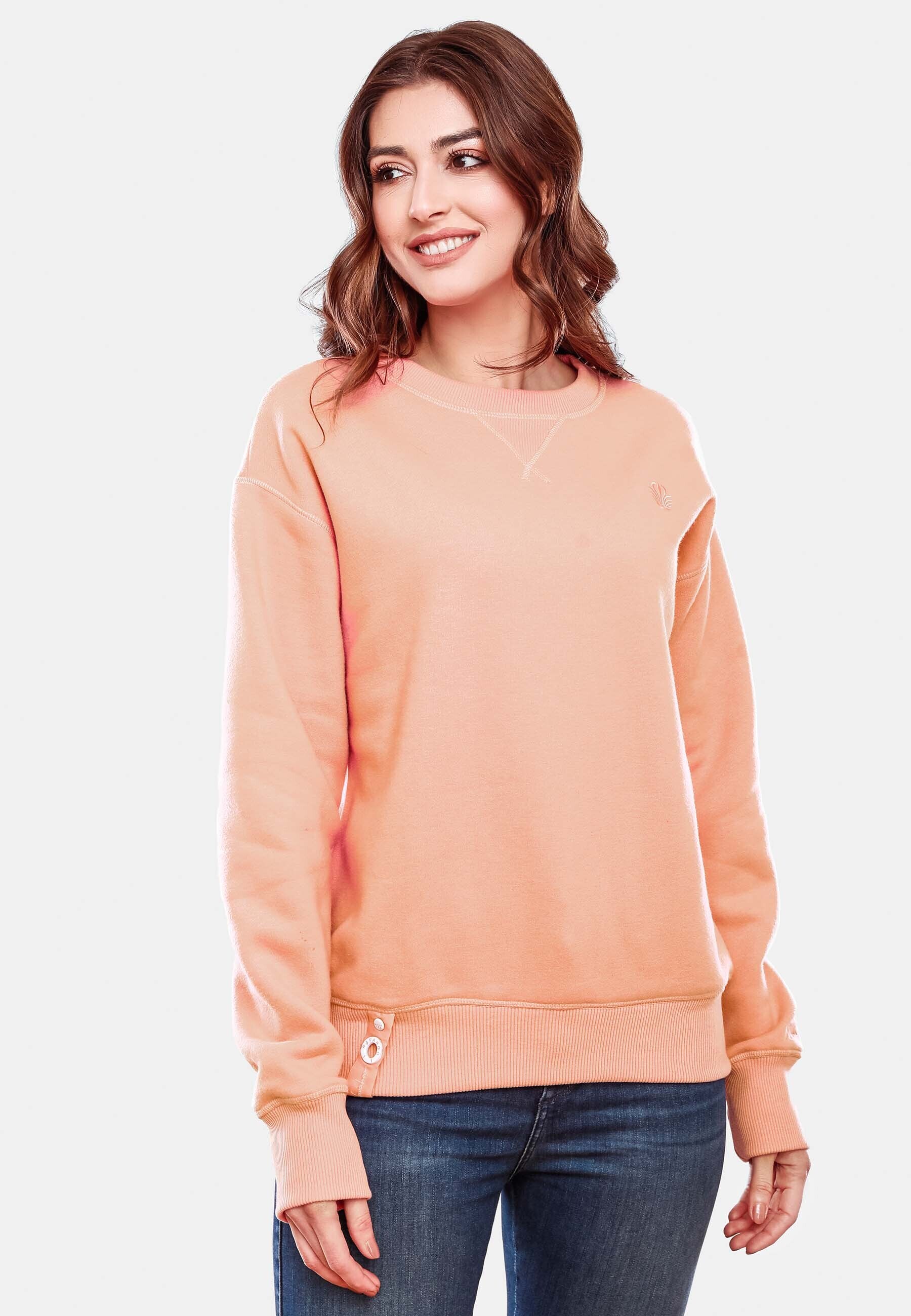 NAVAHOO Damen Stylischer Kapuzensweatshirt Pullover mit Rundhals-Ausschnitt ZUCKERSCHNECKE
