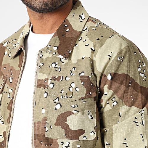 Veste Zippée Vert Kaki Beige Camouflage