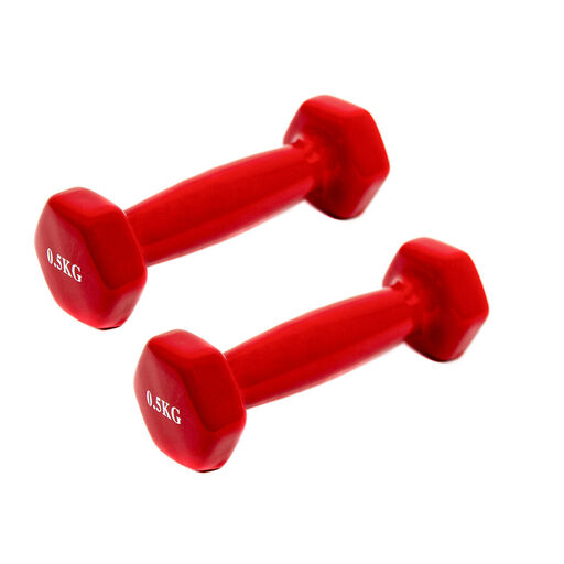 halteres de 0,5 kg com pega macia em vinil para exercícios, ginástica e musculação.