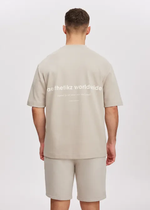 T-shirt met print worldwide bruin (TAUPE)