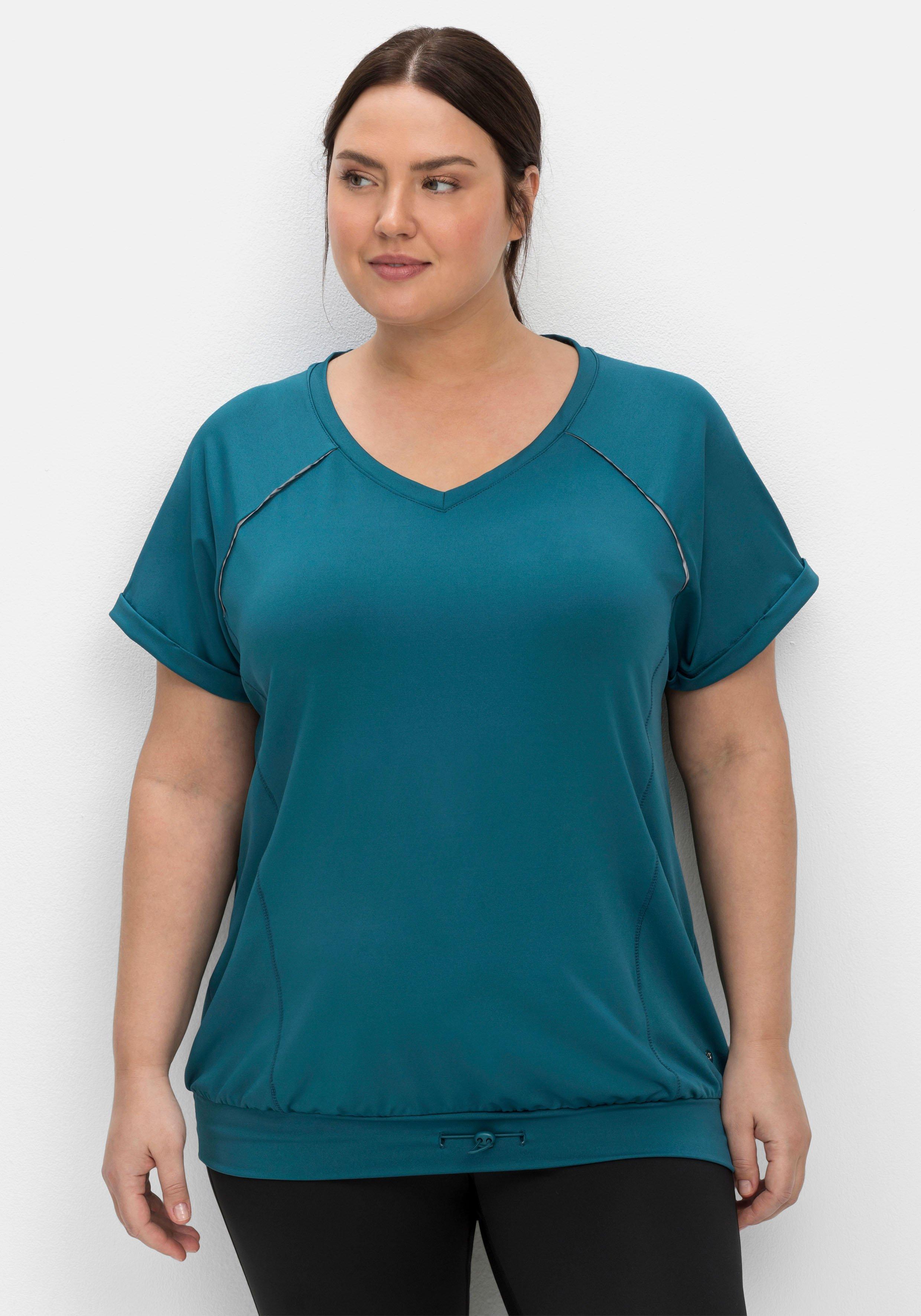 Funktionsshirt mit V-Ausschnitt und Saumbündchen