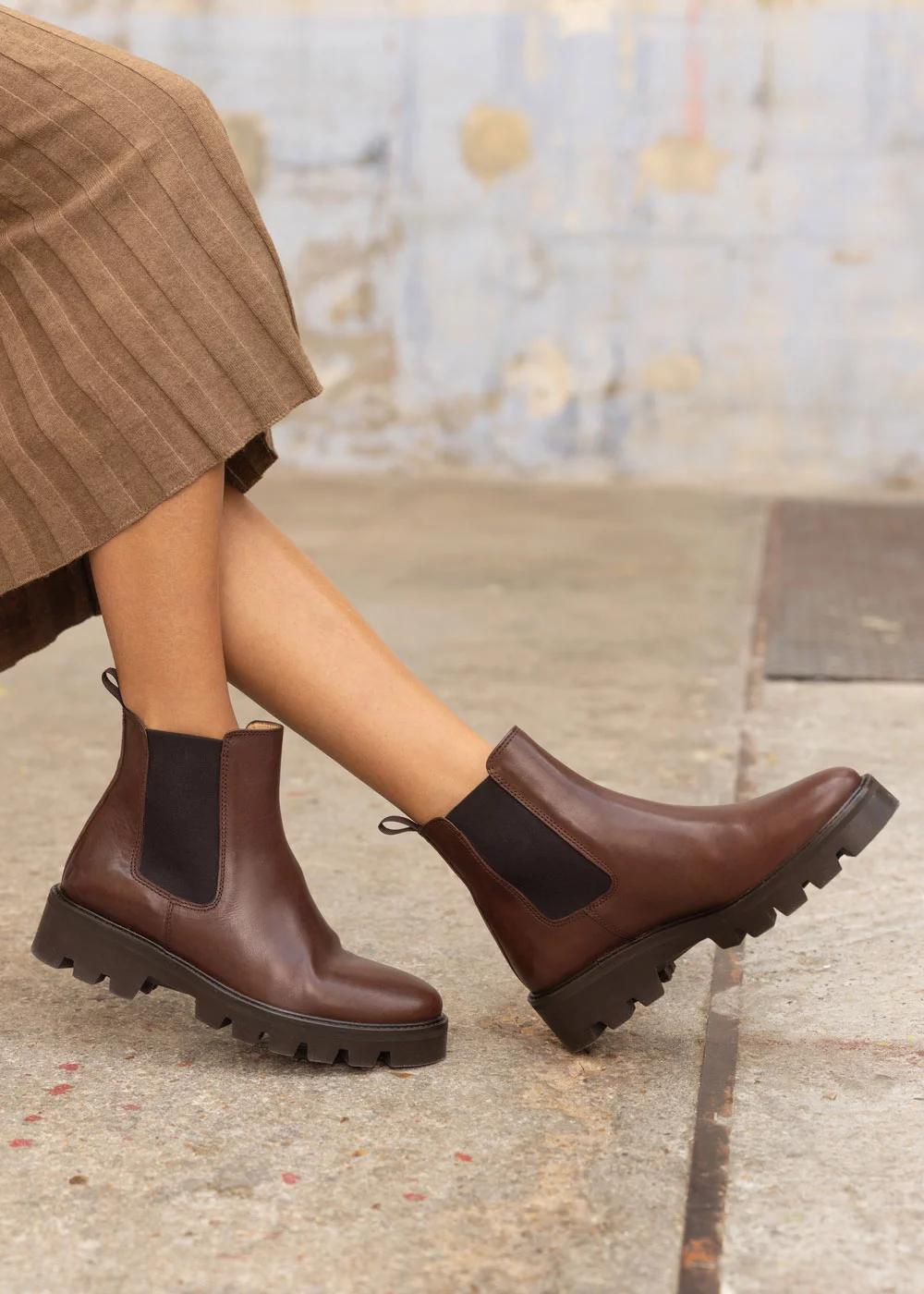 BOOTS LAURENE CUIR MARRON