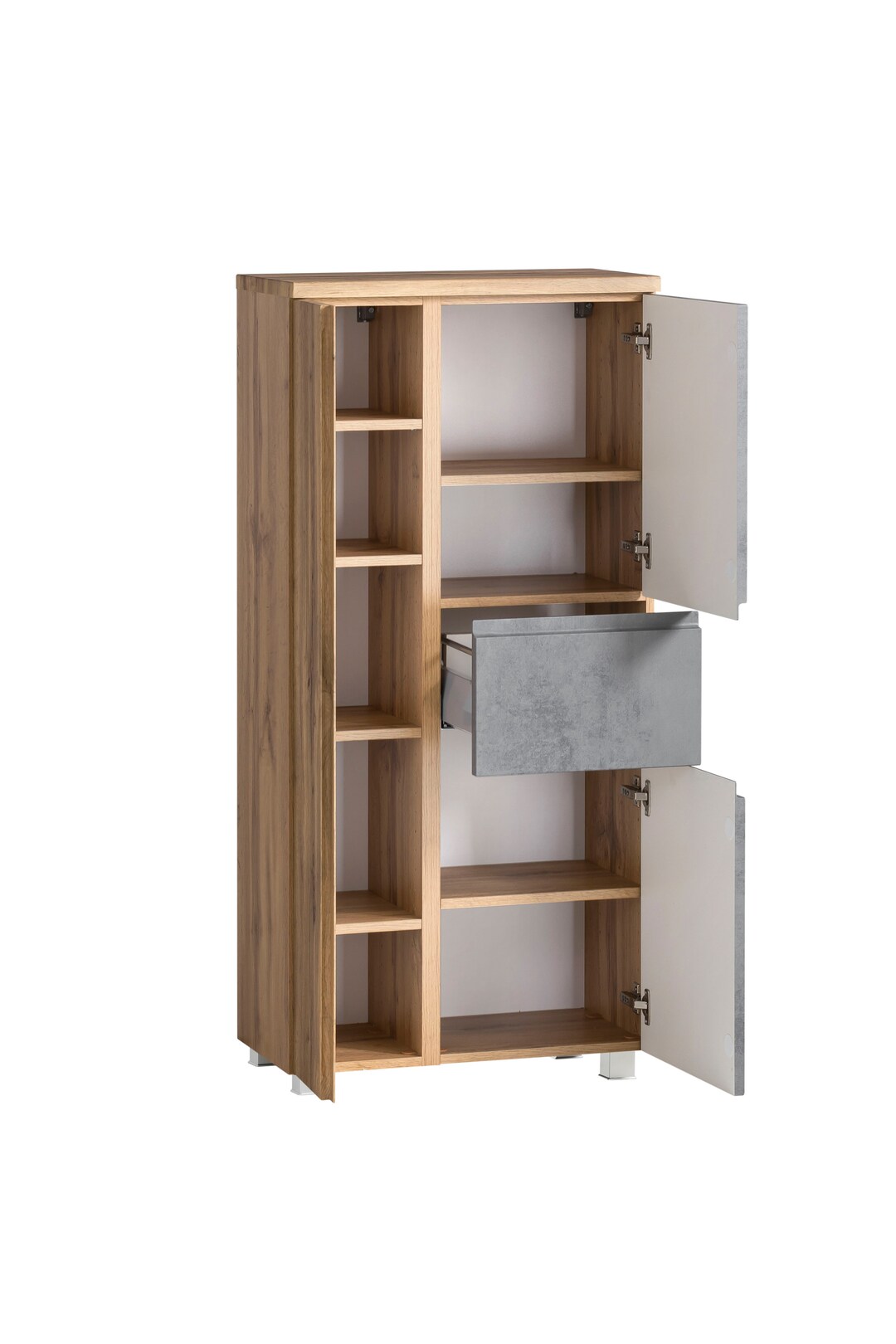 Midischrank Gent hellgrau/braun B/H/T 65x130x35 cm