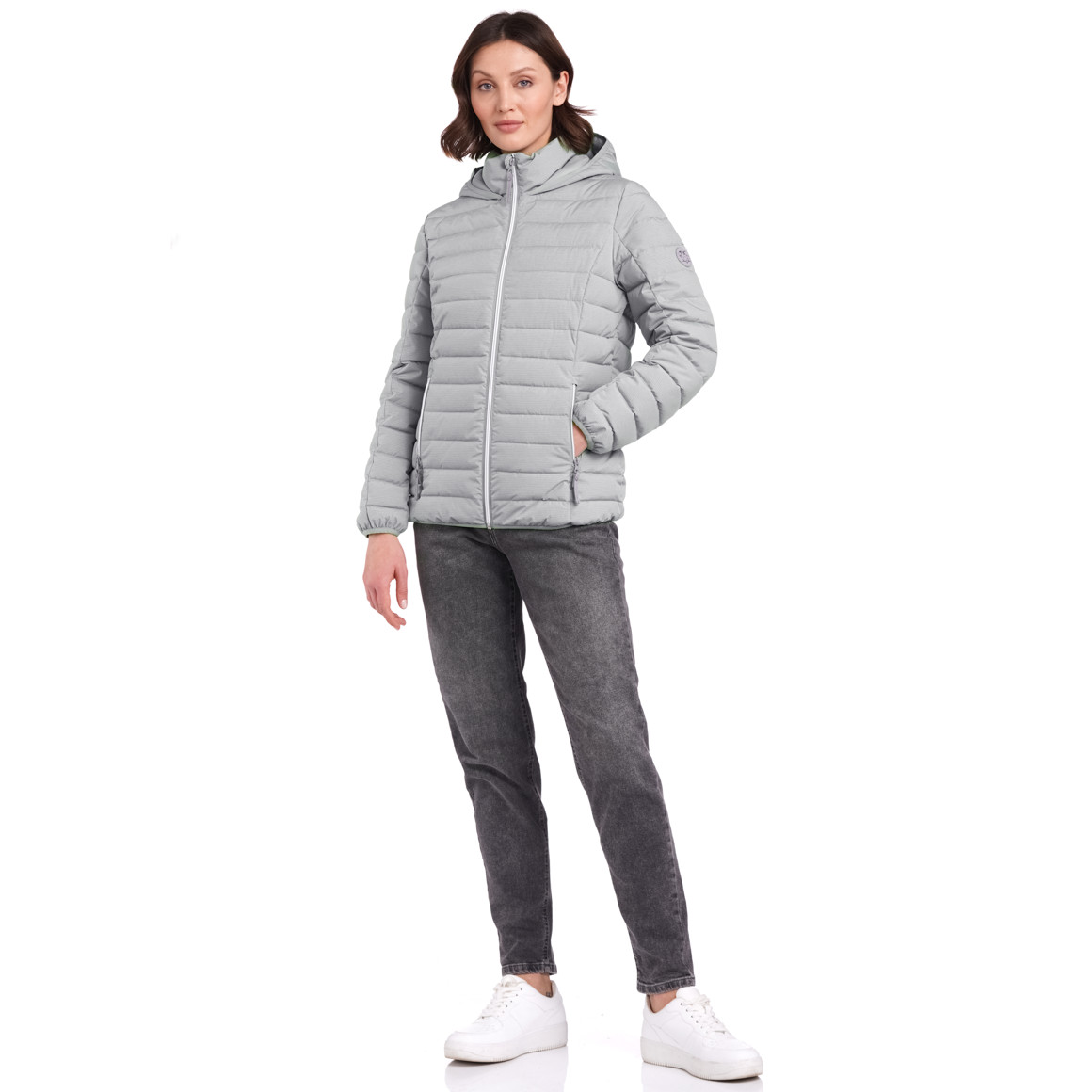 Gina Damen Steppjacke mit recyceltem Material hellgrau