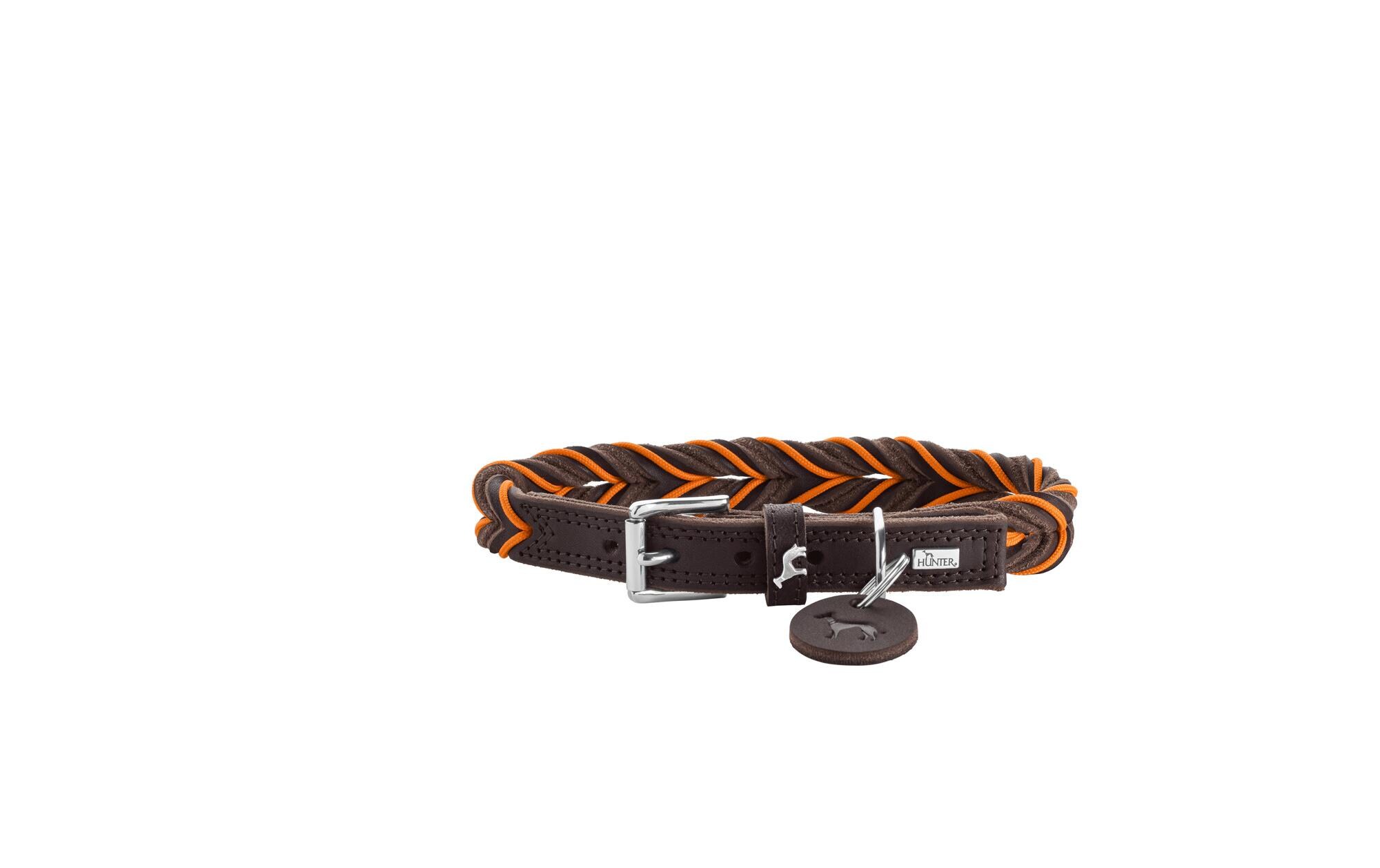 Halsband Solid Education Cord, M-L (60), Dunkelbraun/OrangeHundehalsband