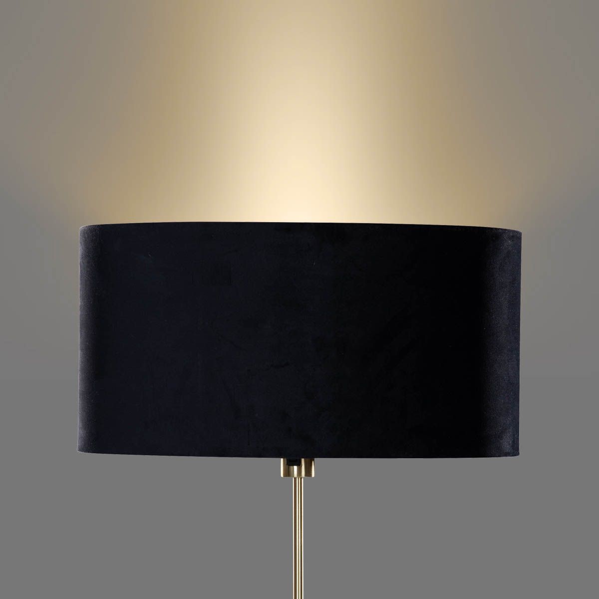 Vloerlamp goud met ovale velours kap zwart 50 cm - Parte