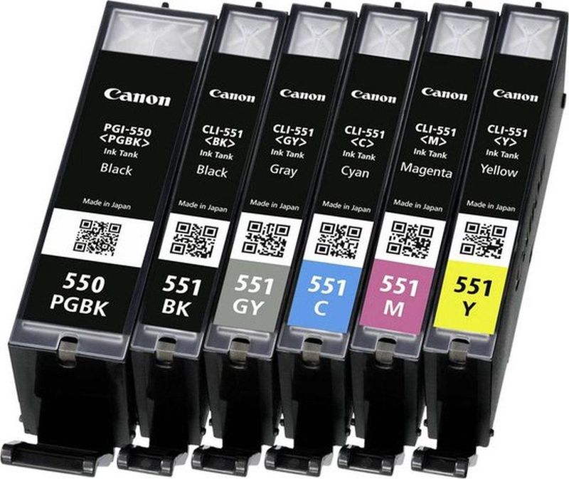 Canon PGI-550/CLI-551 Inktcartridge - Zwart/Geel/Magenta/Cyaan/Pigment Zwart/Grijs