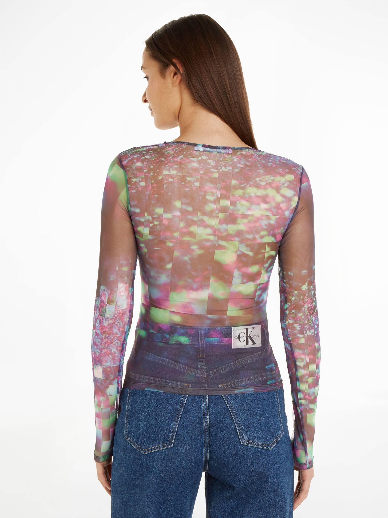 CALVIN KLEIN JEANS| Damen Longsleeve GALAXY MESH Slim Fit