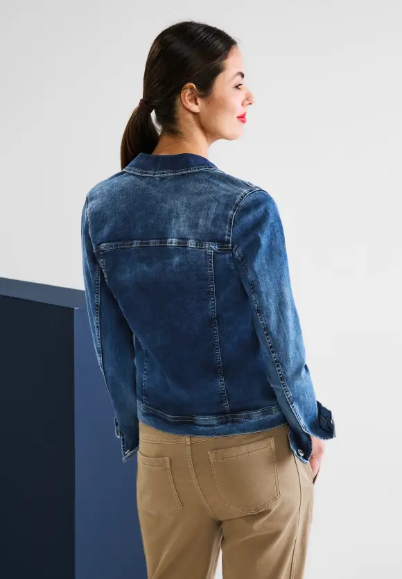 Mittelblaue Jeansjacke - mid indigo random wash