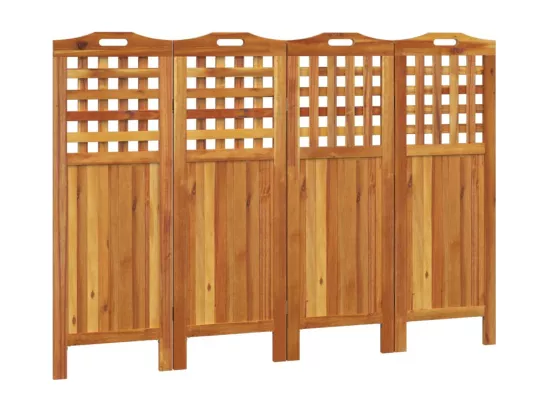 Cloison de séparation 4 panneaux 162x2x115 cm Bois d'acacia