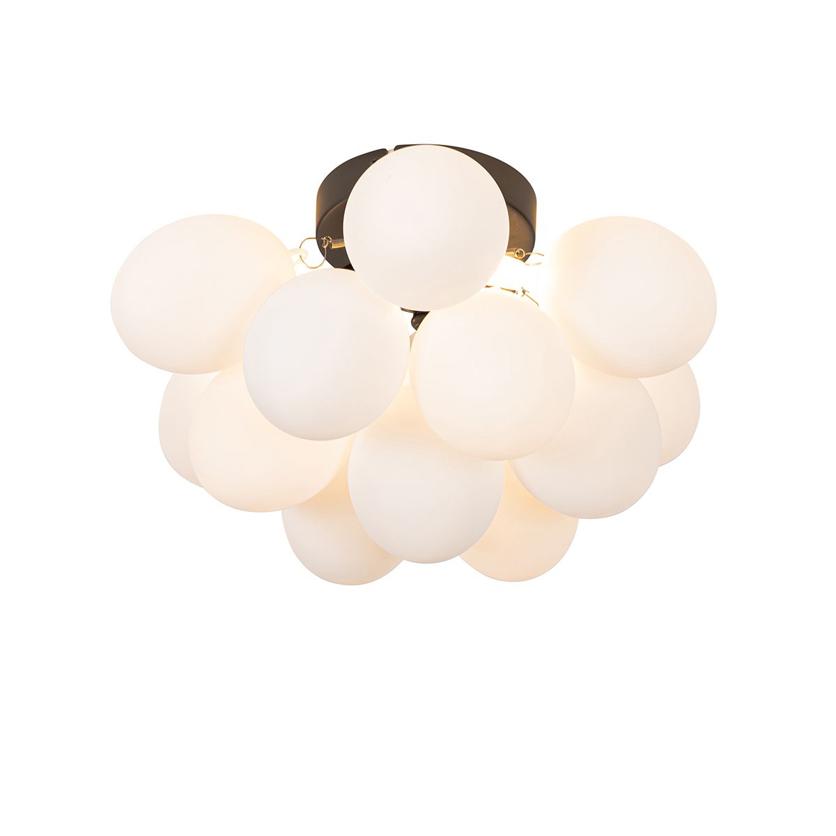 Art deco plafondlamp zwart met opaal glas 3-lichts - Uvas
