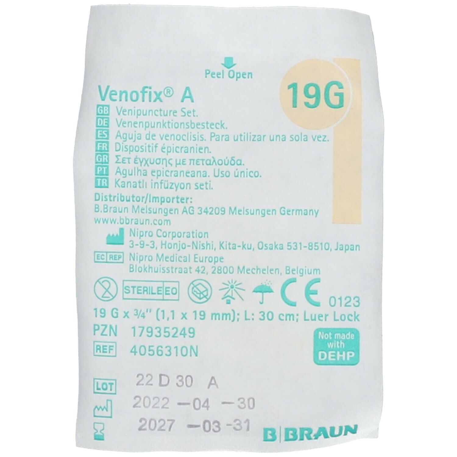 Venofix® Venenpunktionsbesteck 19 G 1,1 x 19 mm creme
