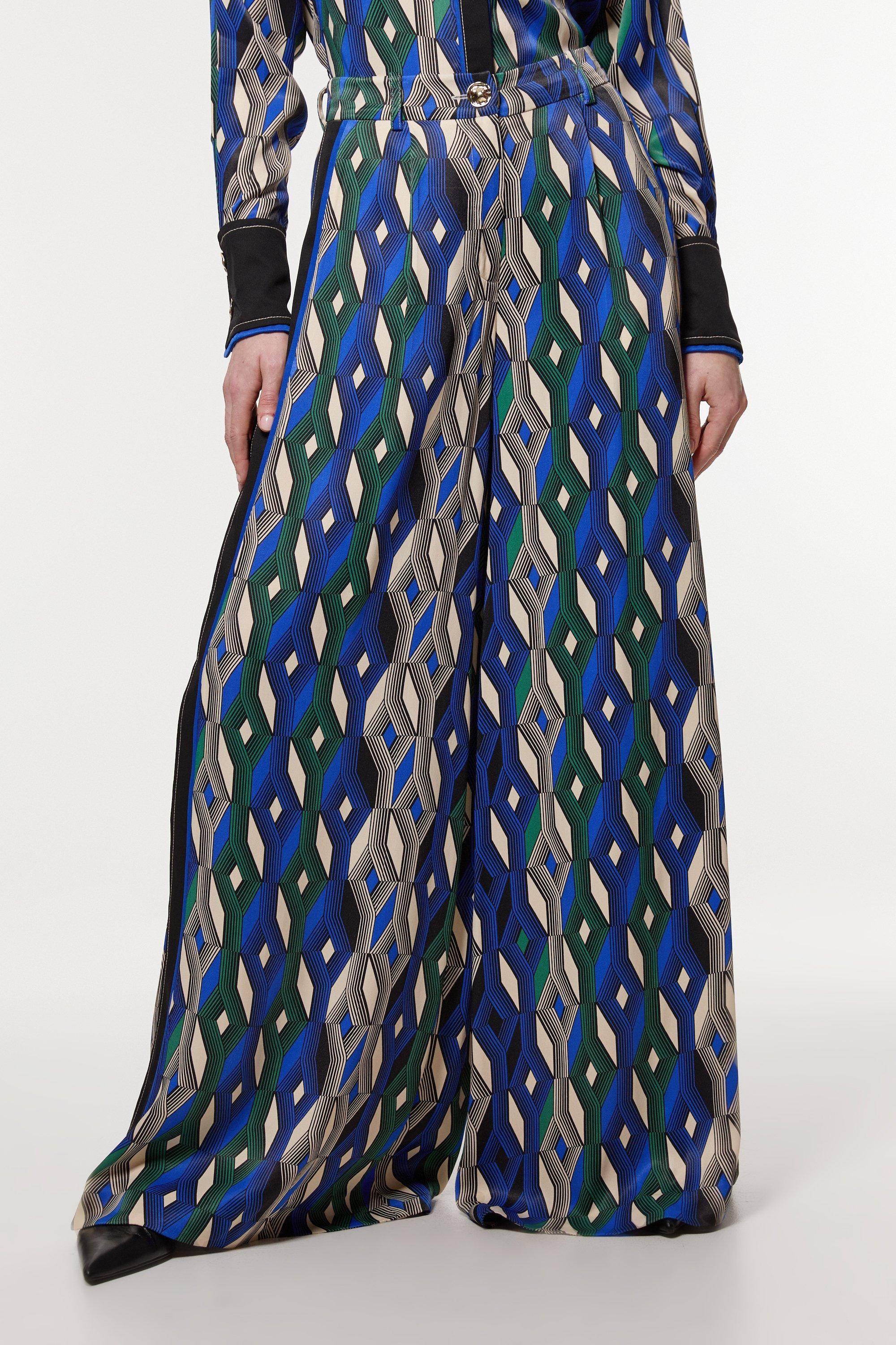 KarenMillen Pantalon taille haute en satin de viscose imprimé Amelia Graham