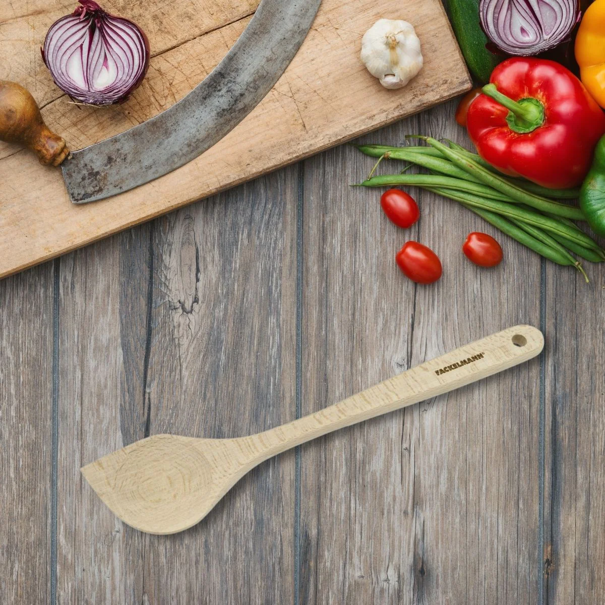 Cuillère de cuisine biseautée en bois FSC Eco Friendly Fackelmann