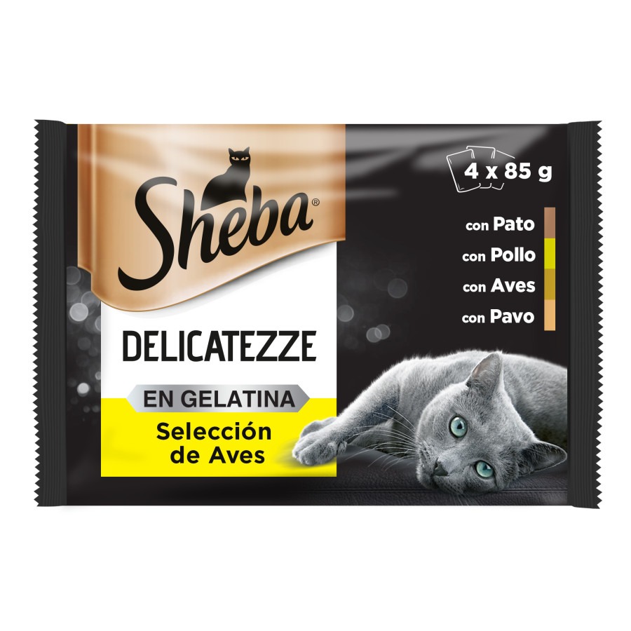 Gelatina Sheba Delicatezze para Pássaros em Sachês para Gatos - Pacote com Vários