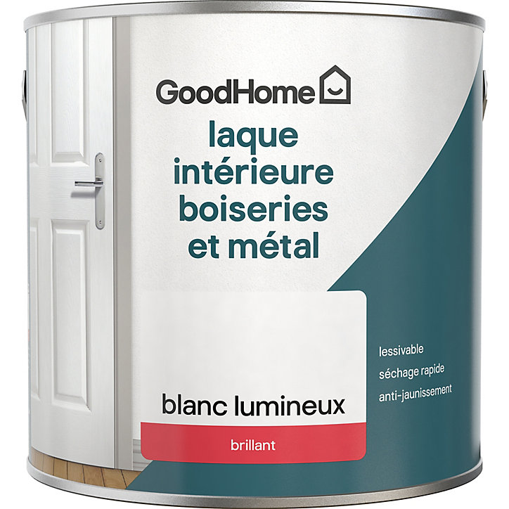 Laque boiseries et métal GoodHome brillant blanc 2,5L