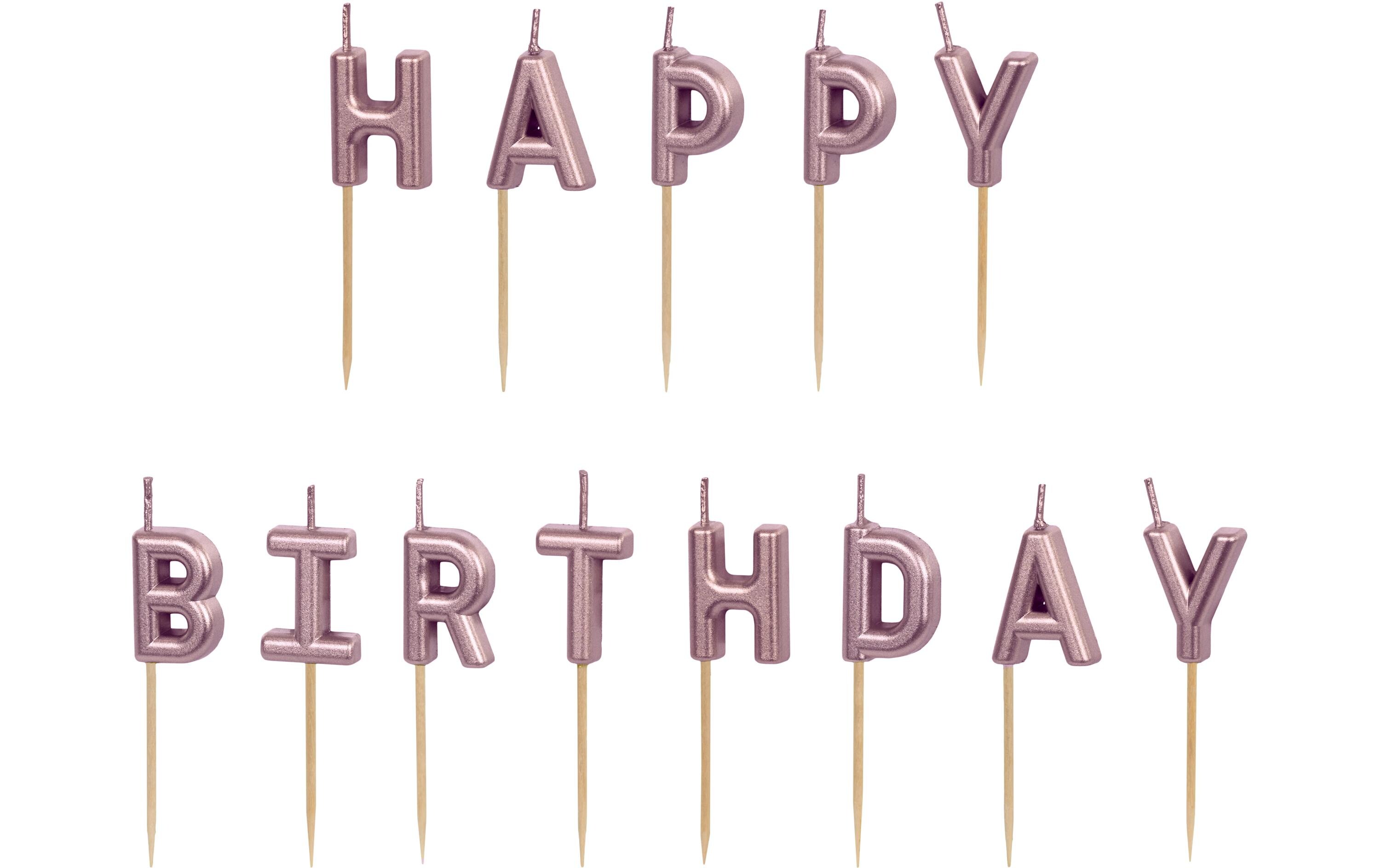 Geburtstagskerzen Buchstaben rosegold, H 2.5 cm, 13 StkHappy Birthday Kerzen