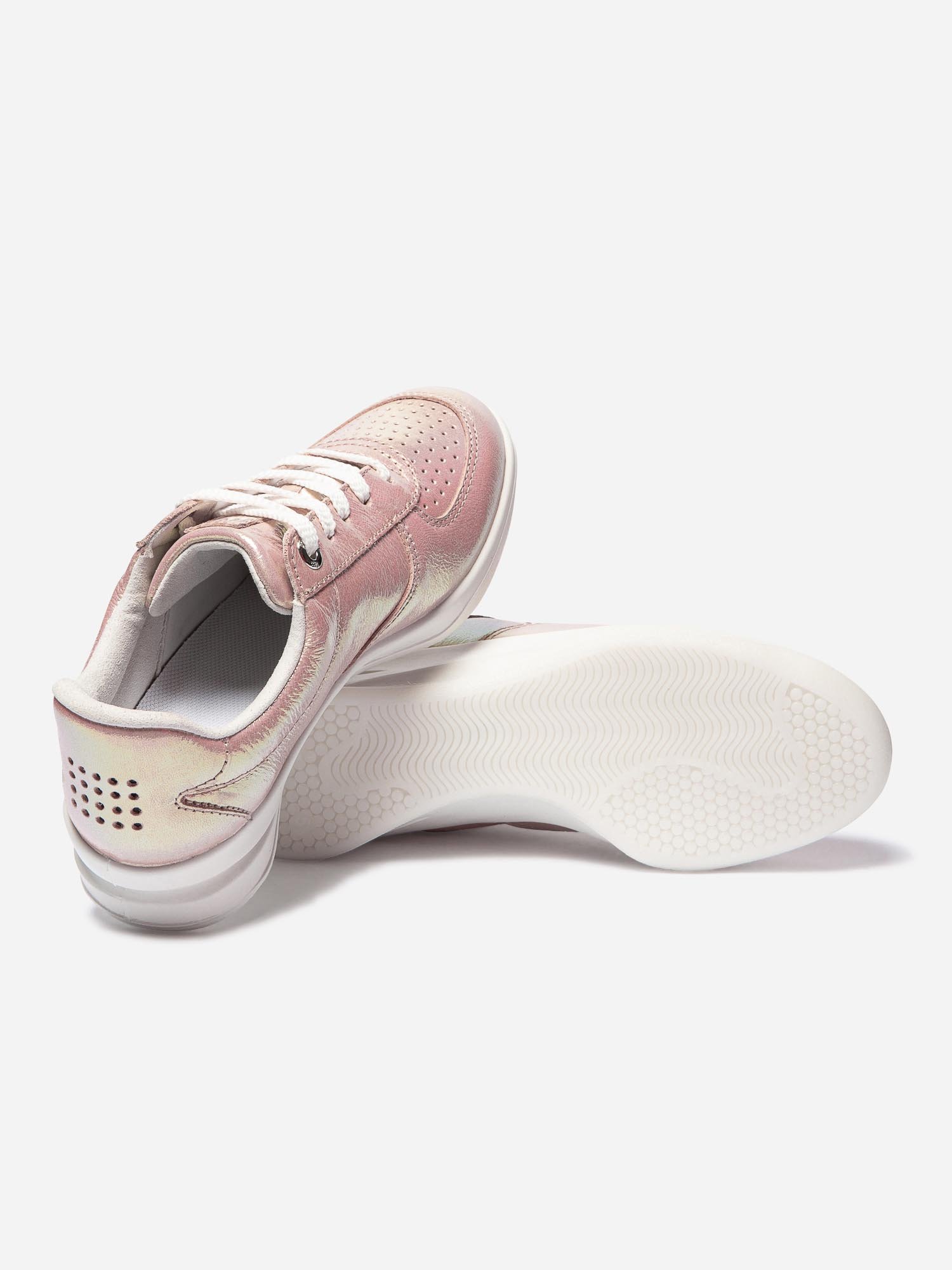 Baskets Femme Fabriquées en France Cuir Rose Brillant