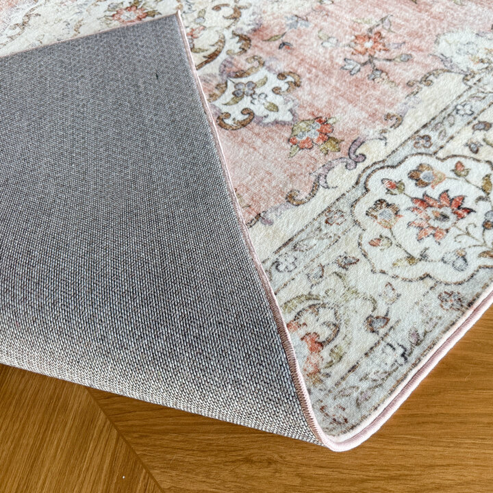 Vintage vloerkleed - Ember Medaillon Roze | OEKO-TEX & Wasbaar