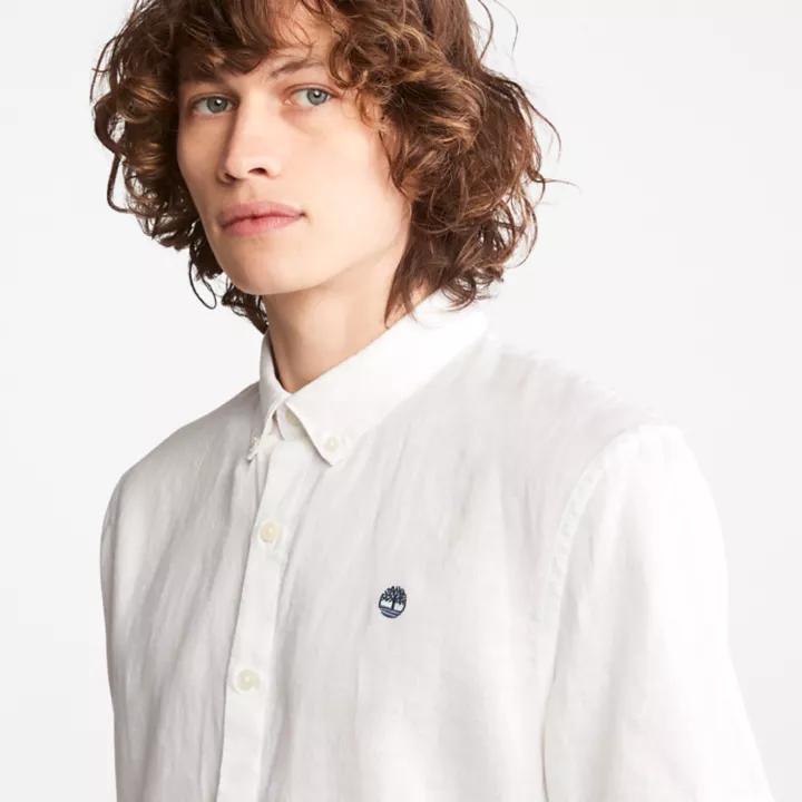 Chemise en lin Mill Brook pour homme en blanc