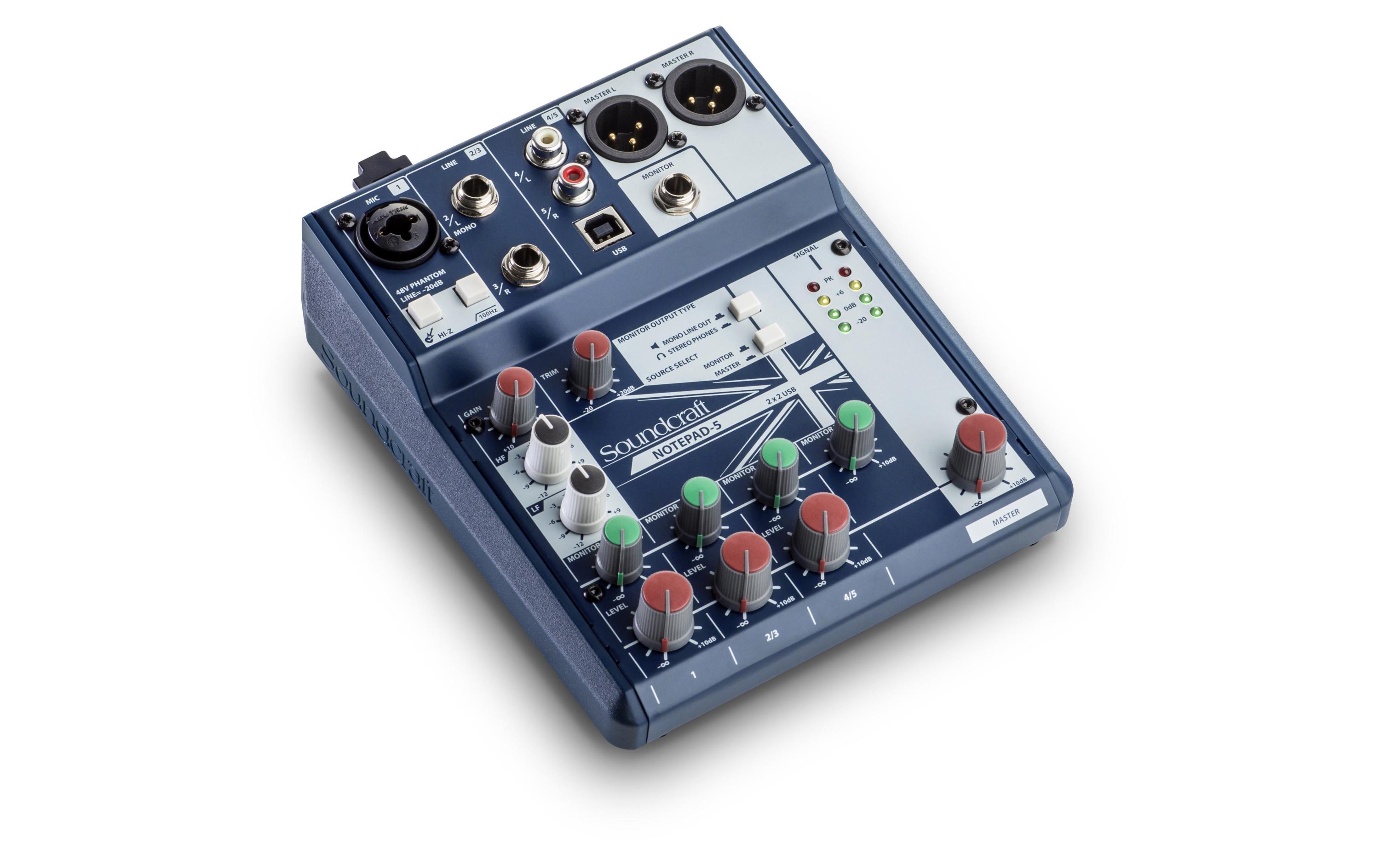 Mischpult Notepad-5<br>Kompakter Analog Mixer mit USB Interface
