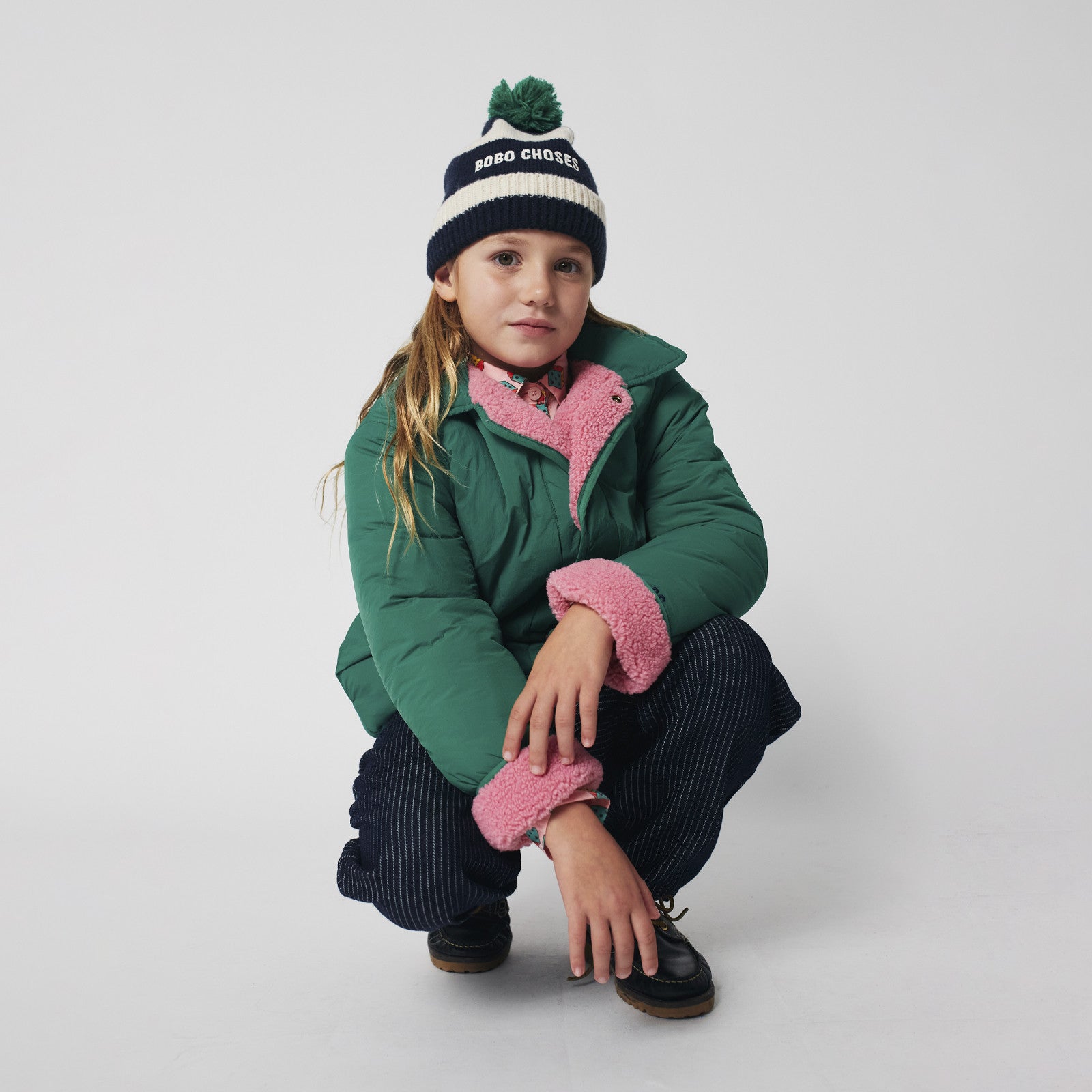 Bobo Choses Striped Beanie Midnight Blue