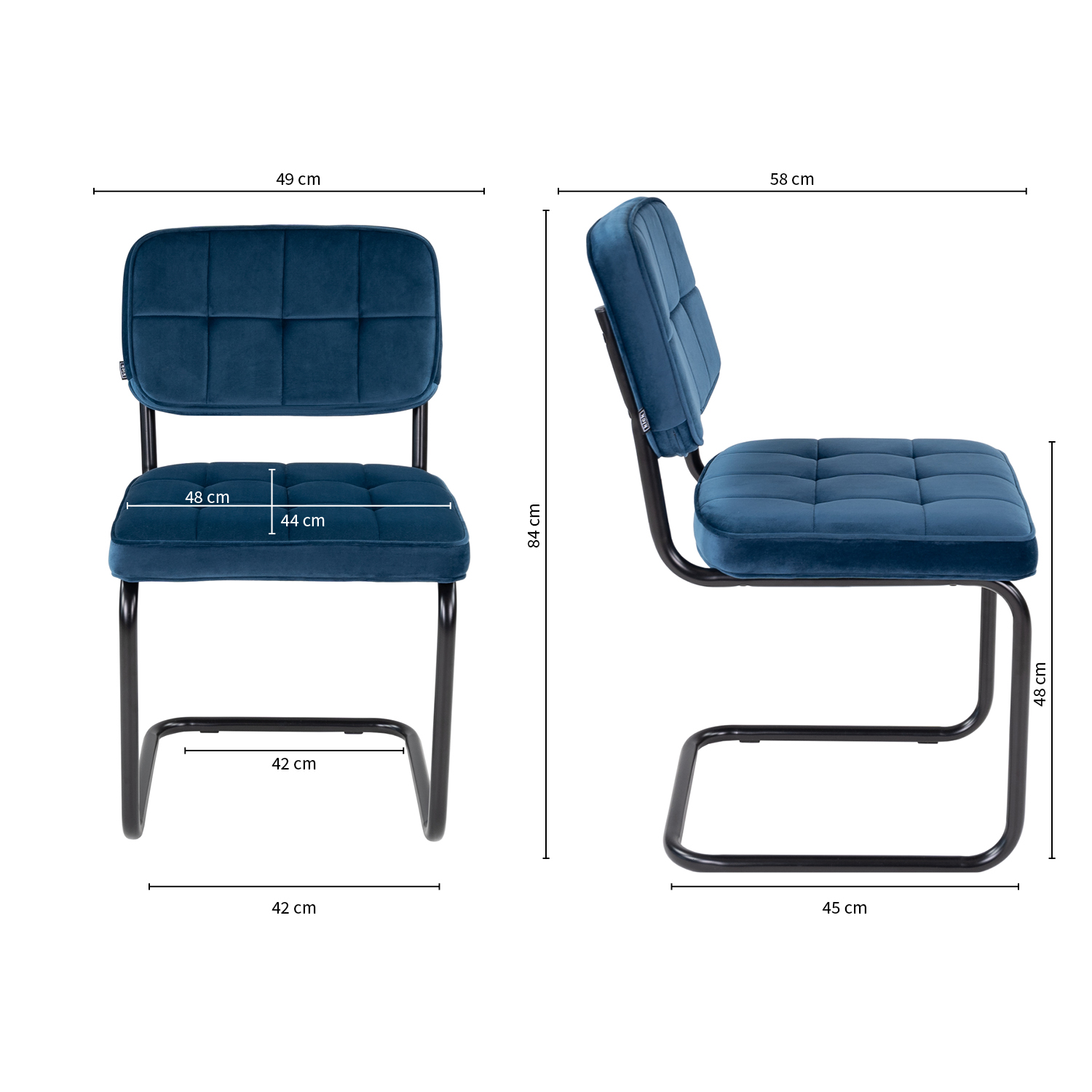Kick buisframe stoel Ivy - donkerblauw