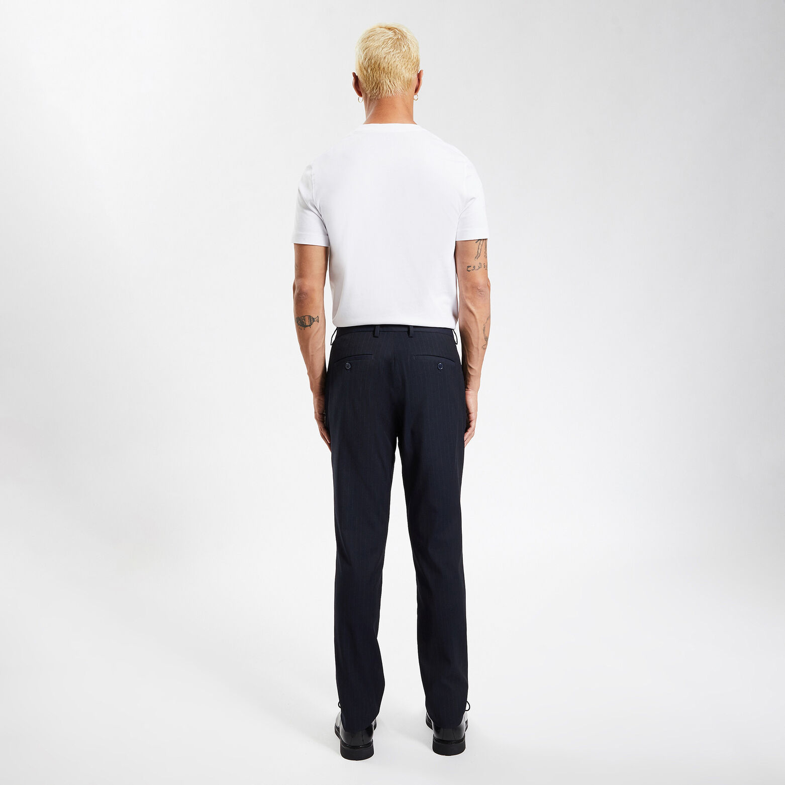 Pantalon chino slim à rayures Bleu foncé