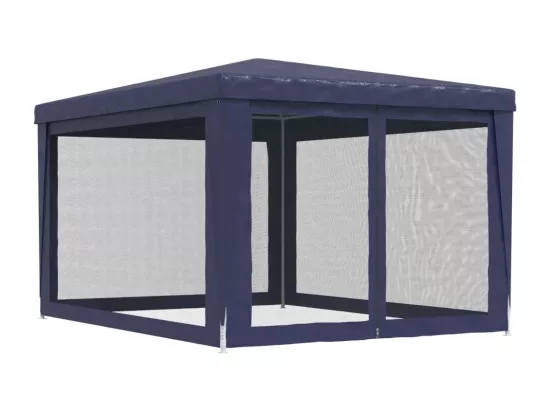 Tente de fête avec 4 parois latérales en maille Bleu 3x4 m PEHD