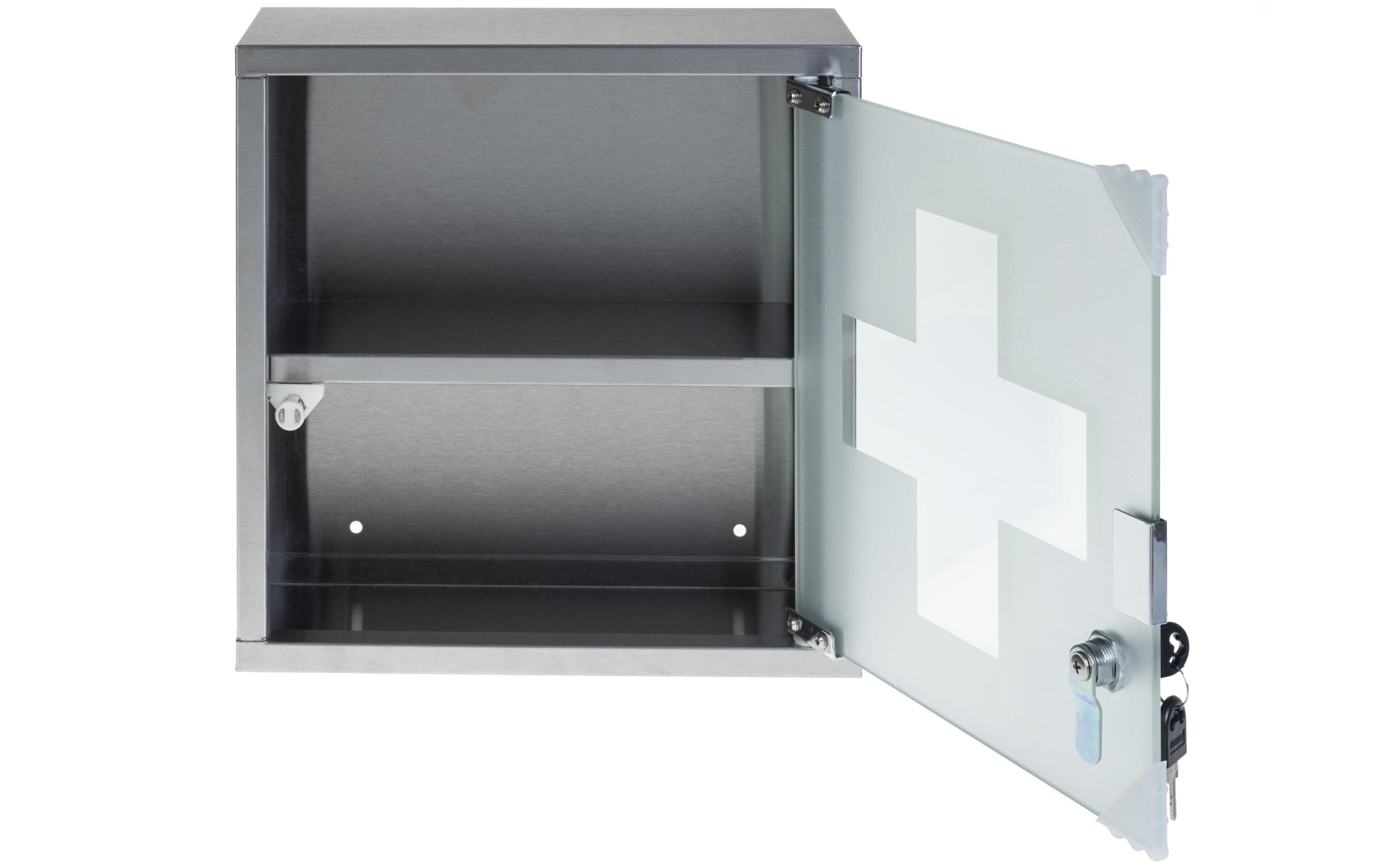 Erste Hilfe Schrank 30 x 30 x 12 cm, EdelstahlMedizinschrank zur Wandmontage