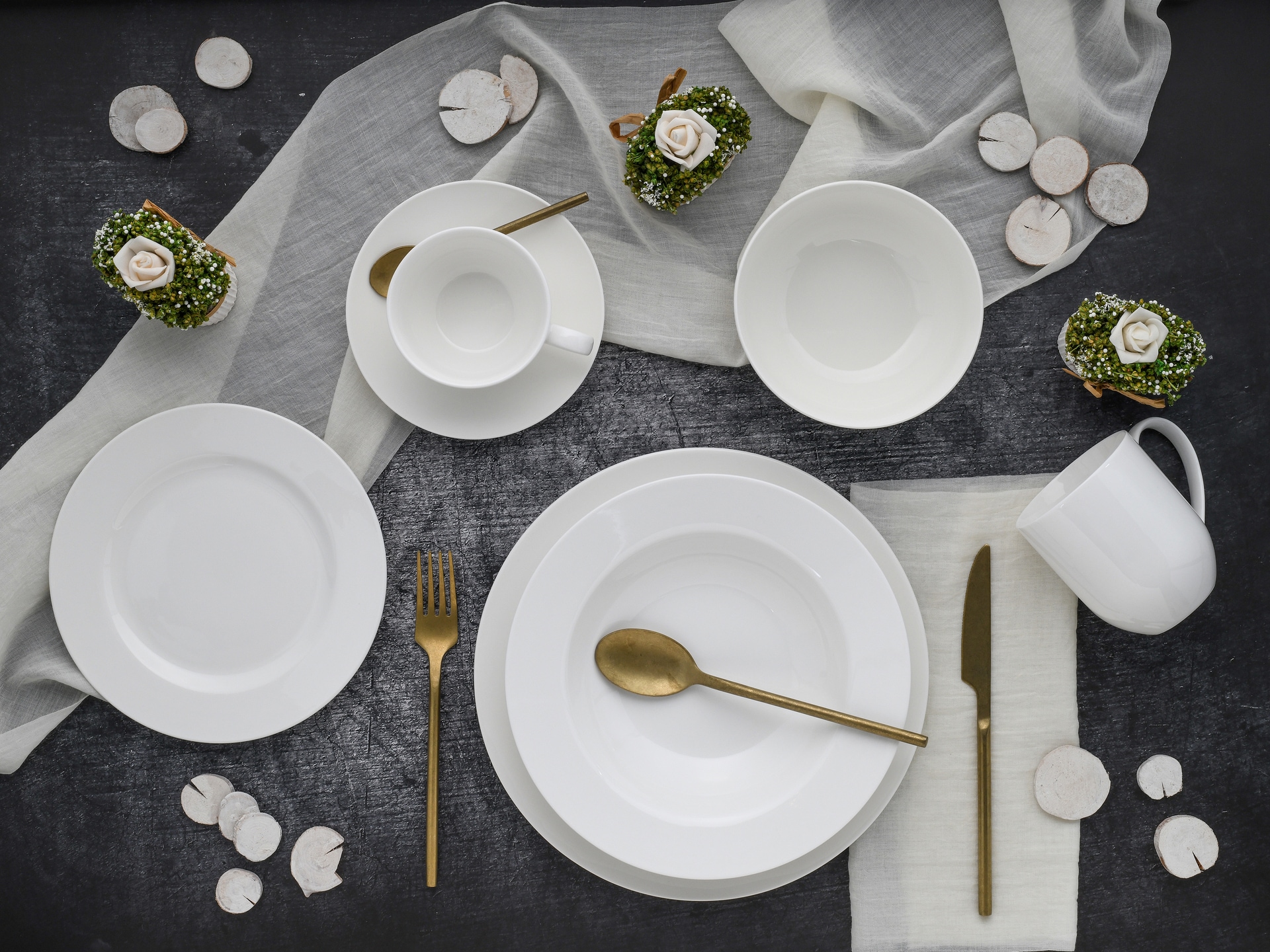 CreaTable Kaffeebecher FLEUR ROYAL 6er Set creme weiß