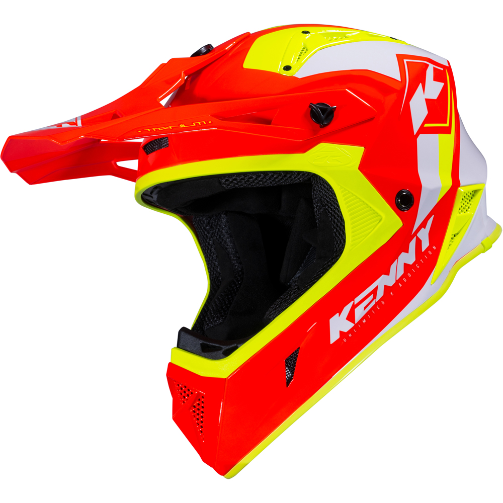 Kenny - Casque Titanium Graphic Rouge fluo / Jaune fluo / Blanc