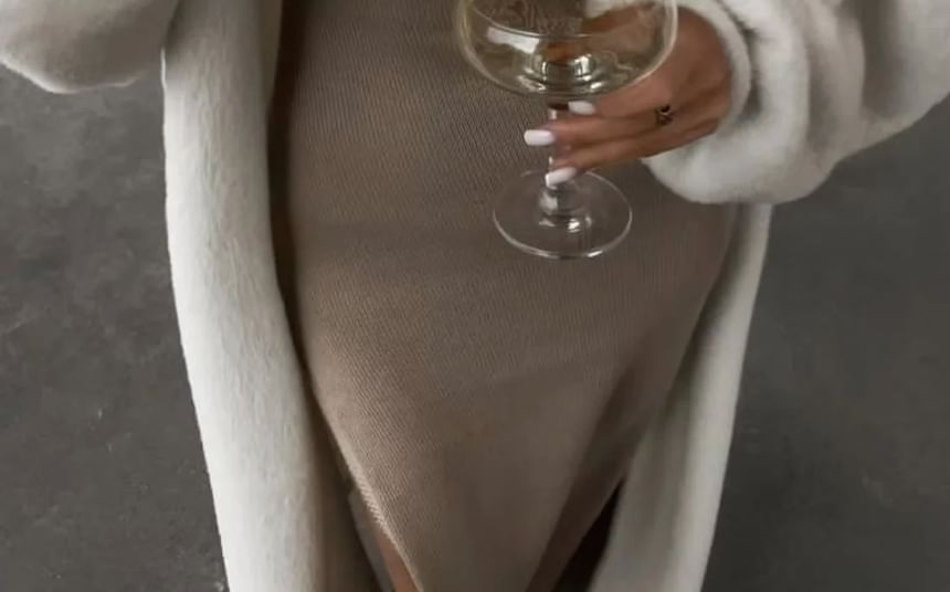 Asiris - Spaghettibandjes Open Rug Effen Maxi Bodycon Jurk