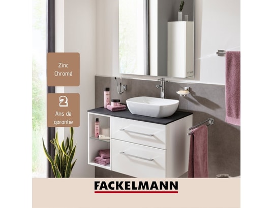 FACKELMANN - Porte serviette Porte brosse à dents mural gris chromé mare ref.86753