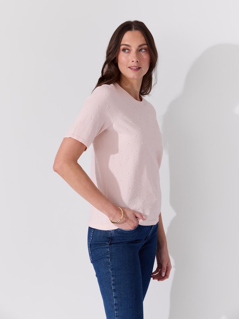 Lucilla kortermet genser Petal Pink