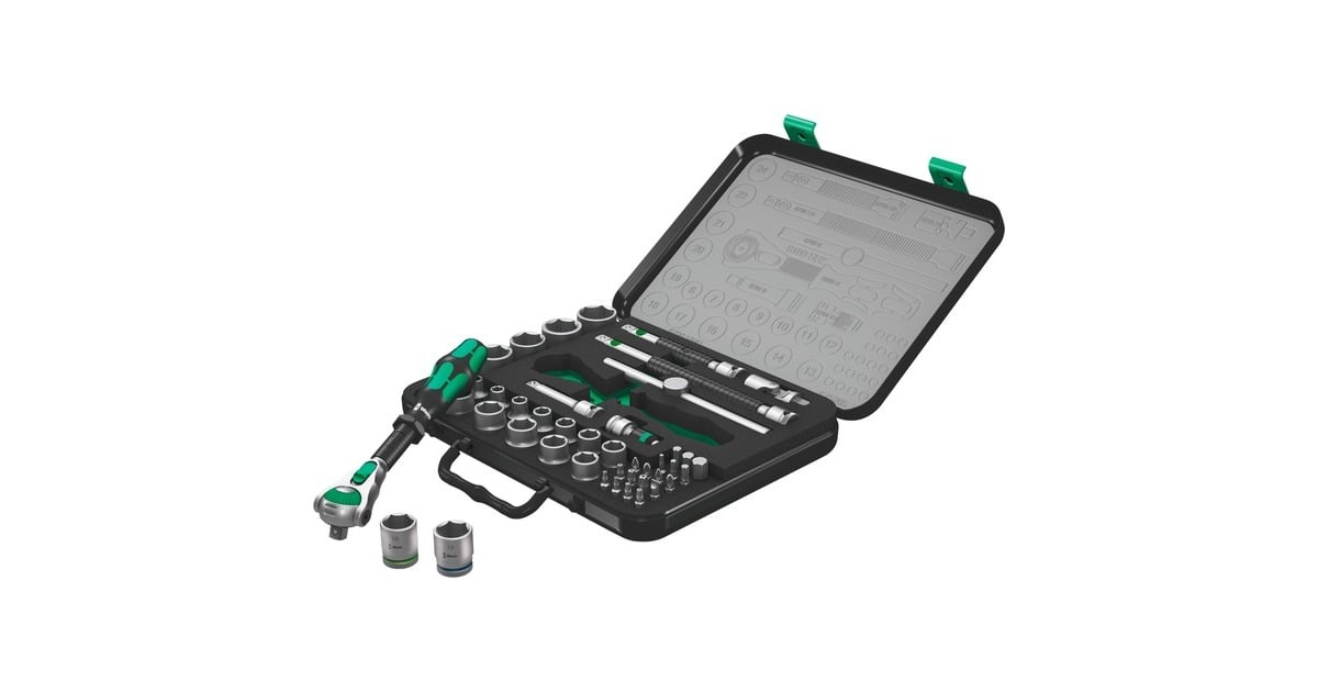 Wera8100 SA/SC 2 Zyklop doppenset gereedschapsset  (Zwart/groen, 43-delig, snelheidsratel met draaibare kop)