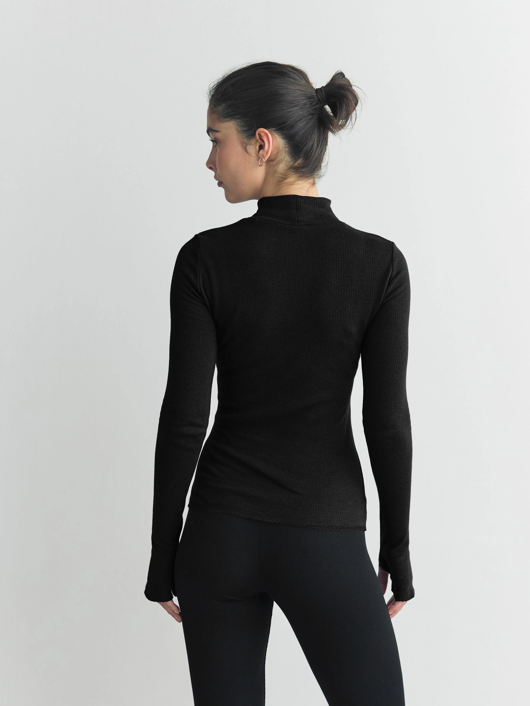 Zwart - Thermal Maximum Warmth Cosy Ribbed Roll Neck Top