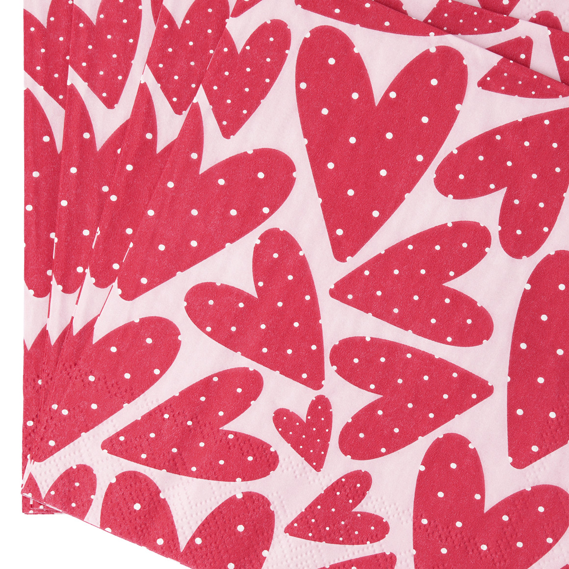 My Home 20 Servietten mit Herz-Allover rot / rosa